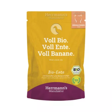Herrmanns Bio kacsahús menü macskáknak 94,2%-os hústartalommal 100g