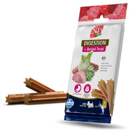 N&D Quinoa Dog Digestion Dental Lamb emésztőrendszert támogató és fogtisztító jutalomfalat kutyának Mini 60g
