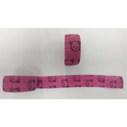 Rugalmas öntapadós pólya rózsaszín cica mintás 5cm
