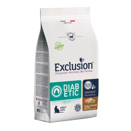 Exclusion Veterinary Diet Cat Diabetic Pork & Sorghum and Pea gyógytáp macskáknak 1,5kg