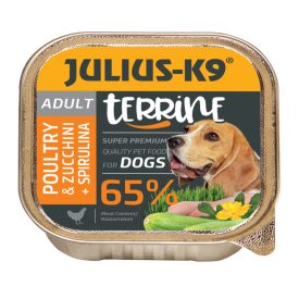   Julius-K9 Dog Terrine Adult Poultry&Zucchini, spirulina - csirkés-cukkinis nedveseledel felnőtt kutyák részére (150g)
