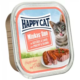   Happy Cat Minkas Duo alutálcás eledel - Szárnyas és lazac 16x100g