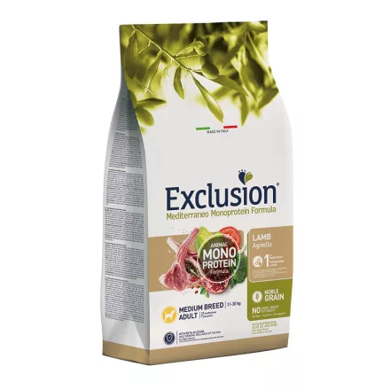 Exclusion Mediterraneo Monoprotein Adult Lamb Medium száraztáp kutyának 3kg lejárat közeli