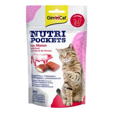 GimCat Nutri Pockets Jutalomfalat - Marha 60g