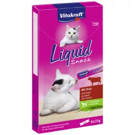   Vitakraft Cat Liquid Snack - szószos jutalomfalat marhával és inulinnal (6x15g)