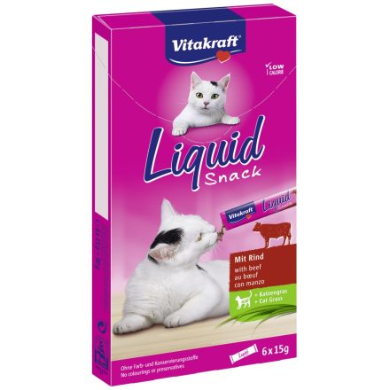 Vitakraft Cat Liquid Snack - szószos jutalomfalat marhával és inulinnal (6x15g)