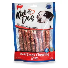   KidDog Beef steak sticks - marhahús, nyersbőr jutalomfalat kutyák részére (12cm/250g)