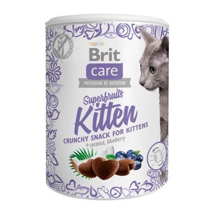 Brit Care Cat Snack Superfruits Kitten Chicken, coconut, blueberry jutalomfalat macskáknak 100g