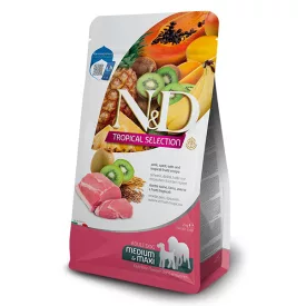   N&D Dog Tropical Selection Adult Medium/Maxi sertés, tönkölybúza, zab, trópusi gyümölcsök száraztáp kutyának 10kg